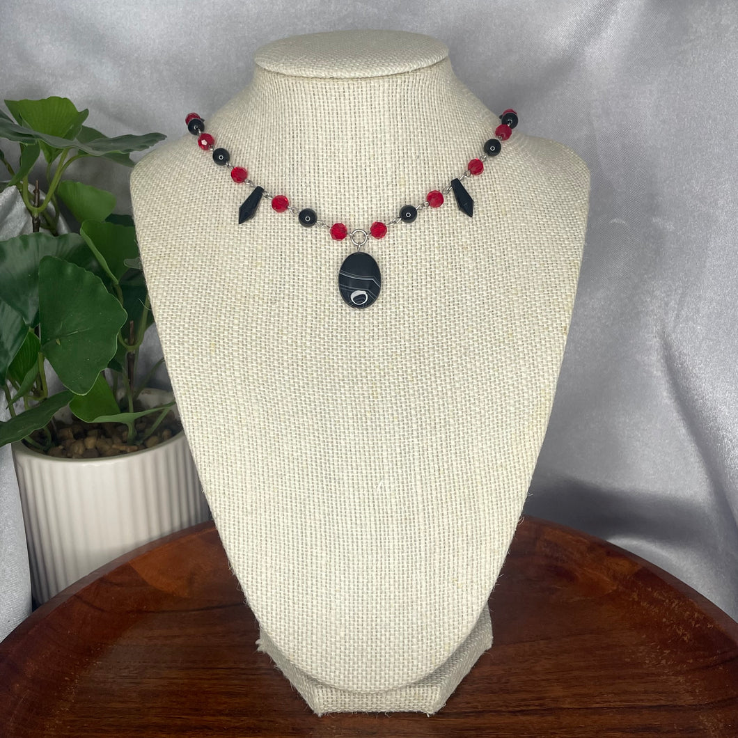 Black Tourmaline & Agate Necklace