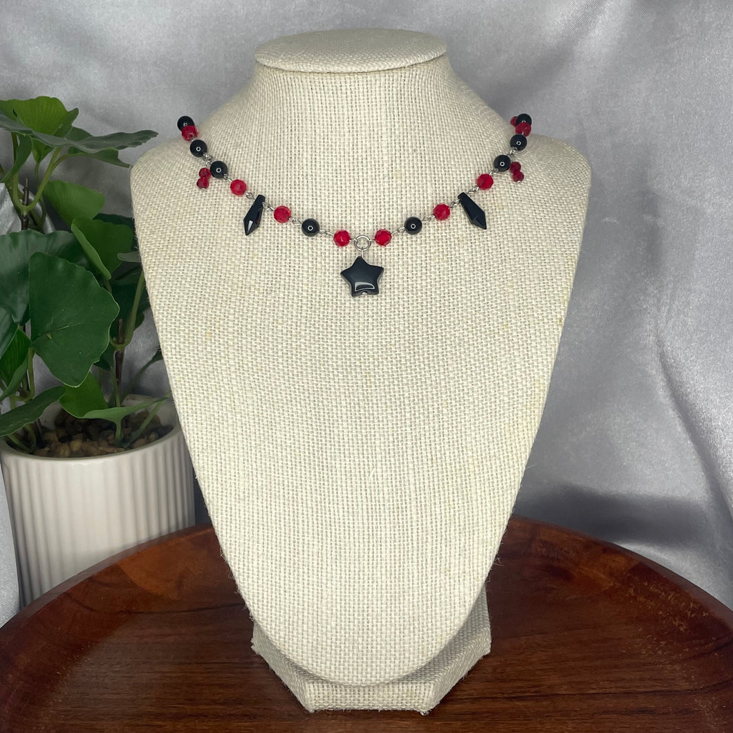 Black Tourmaline & Obsidian Star Necklace