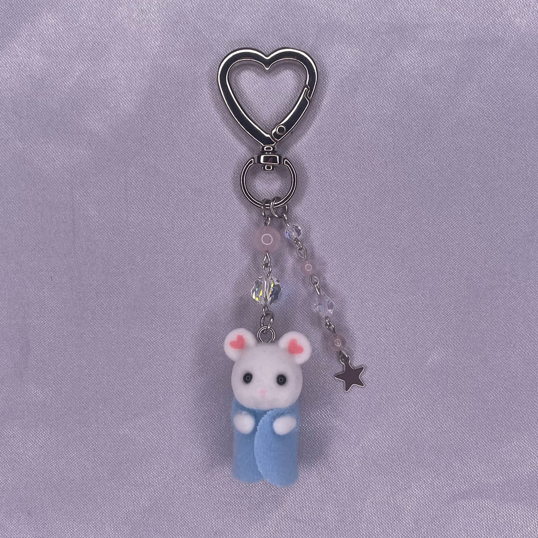 Marshmallow Mouse Triplet Keychains
