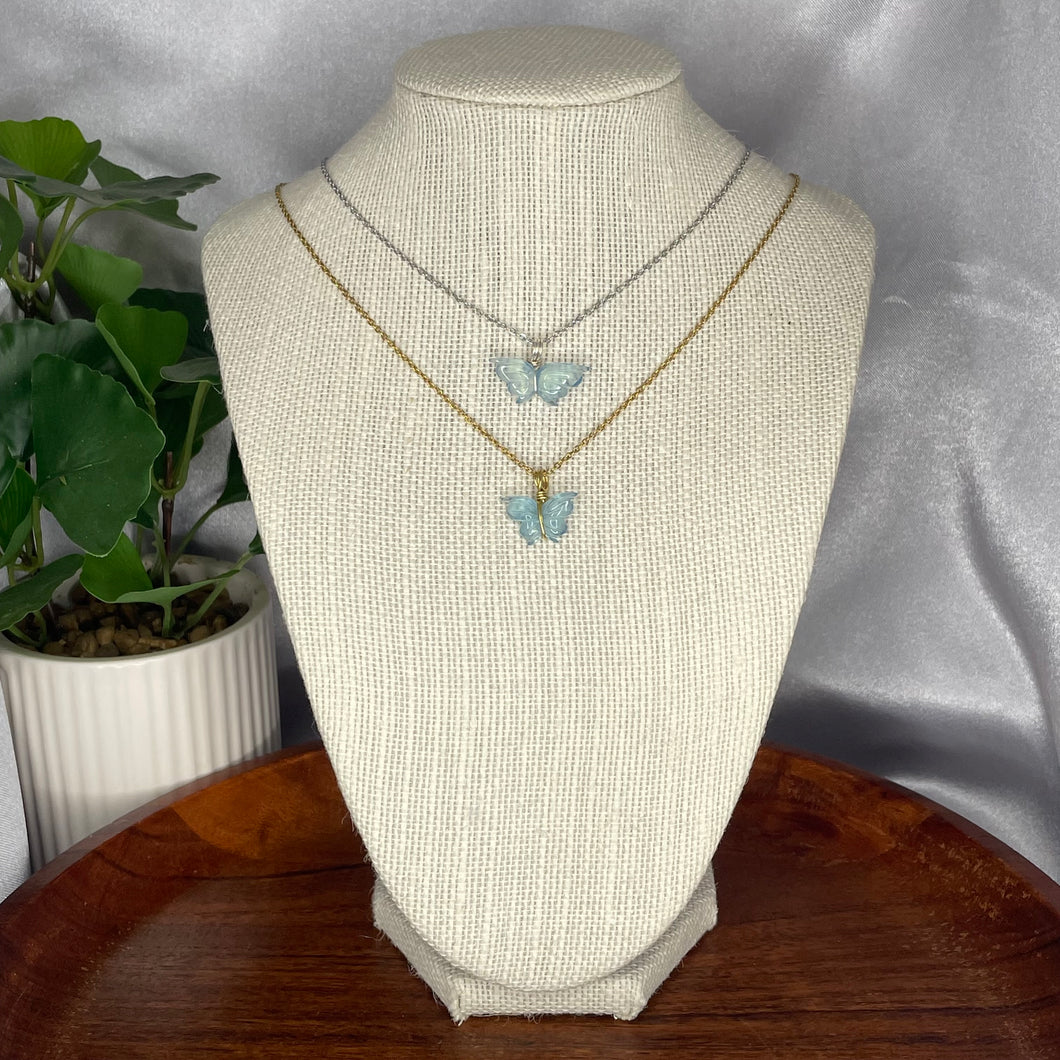 Aquamarine Butterfly Necklaces