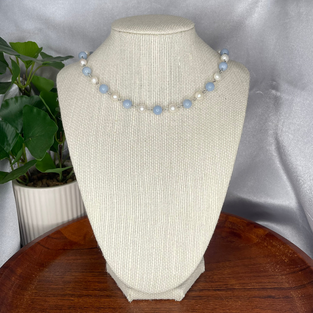 Angelite & Freshwater Pearl Necklace