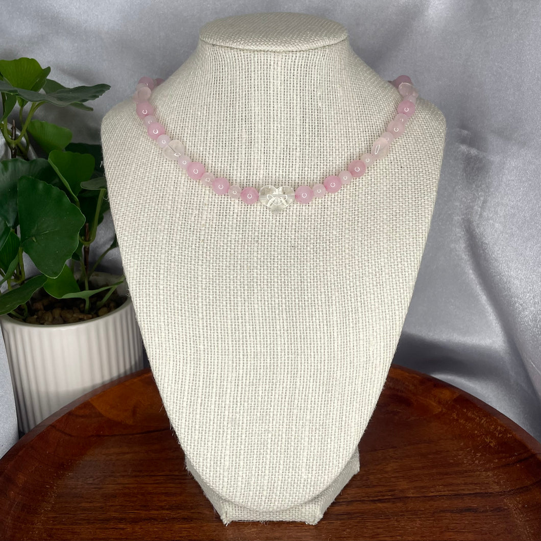 Rose Quartz & Clear Quartz Heart Necklace