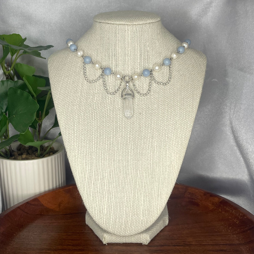 Angelite & Freshwater Pearl Necklace