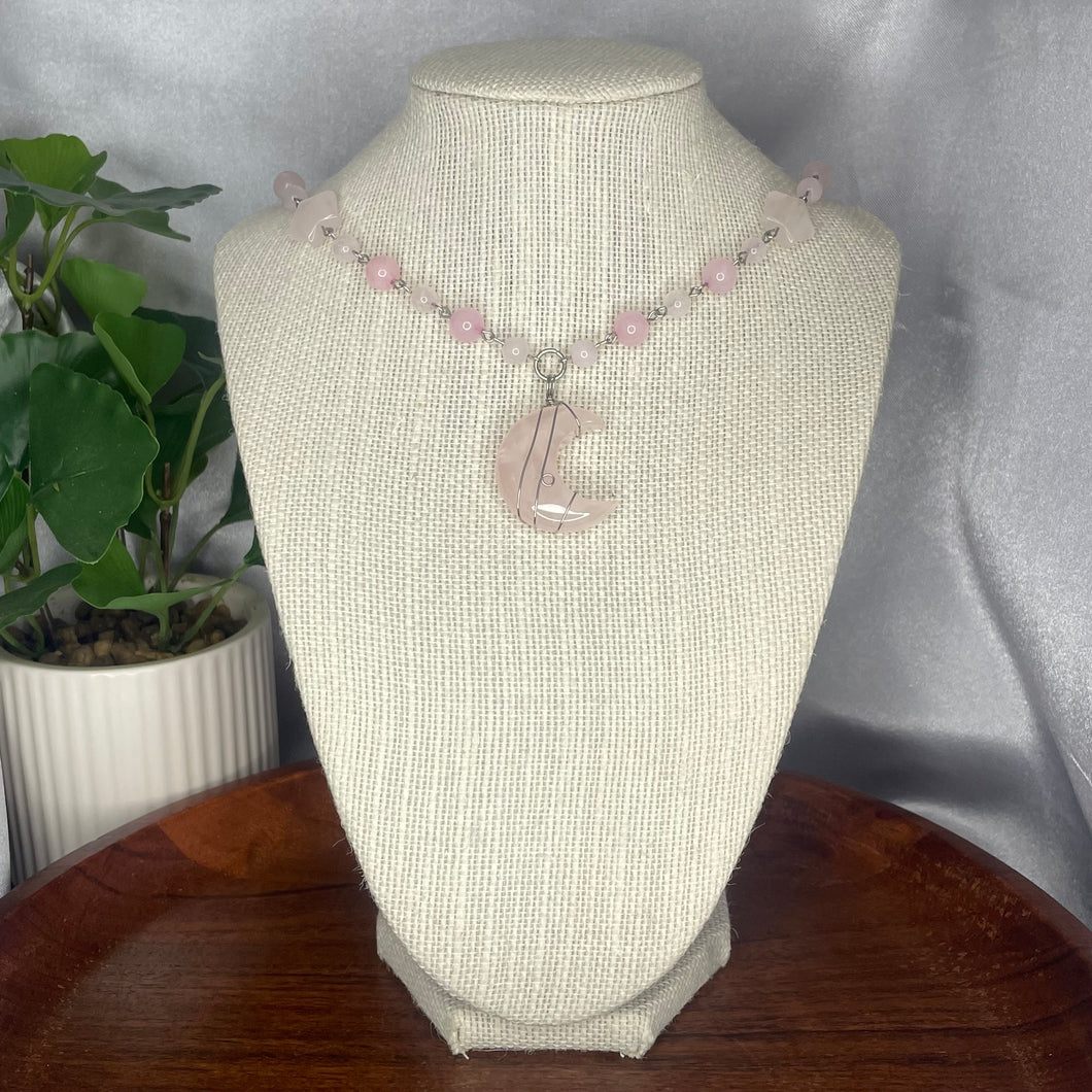 Rose Quartz Star & Moon Necklace