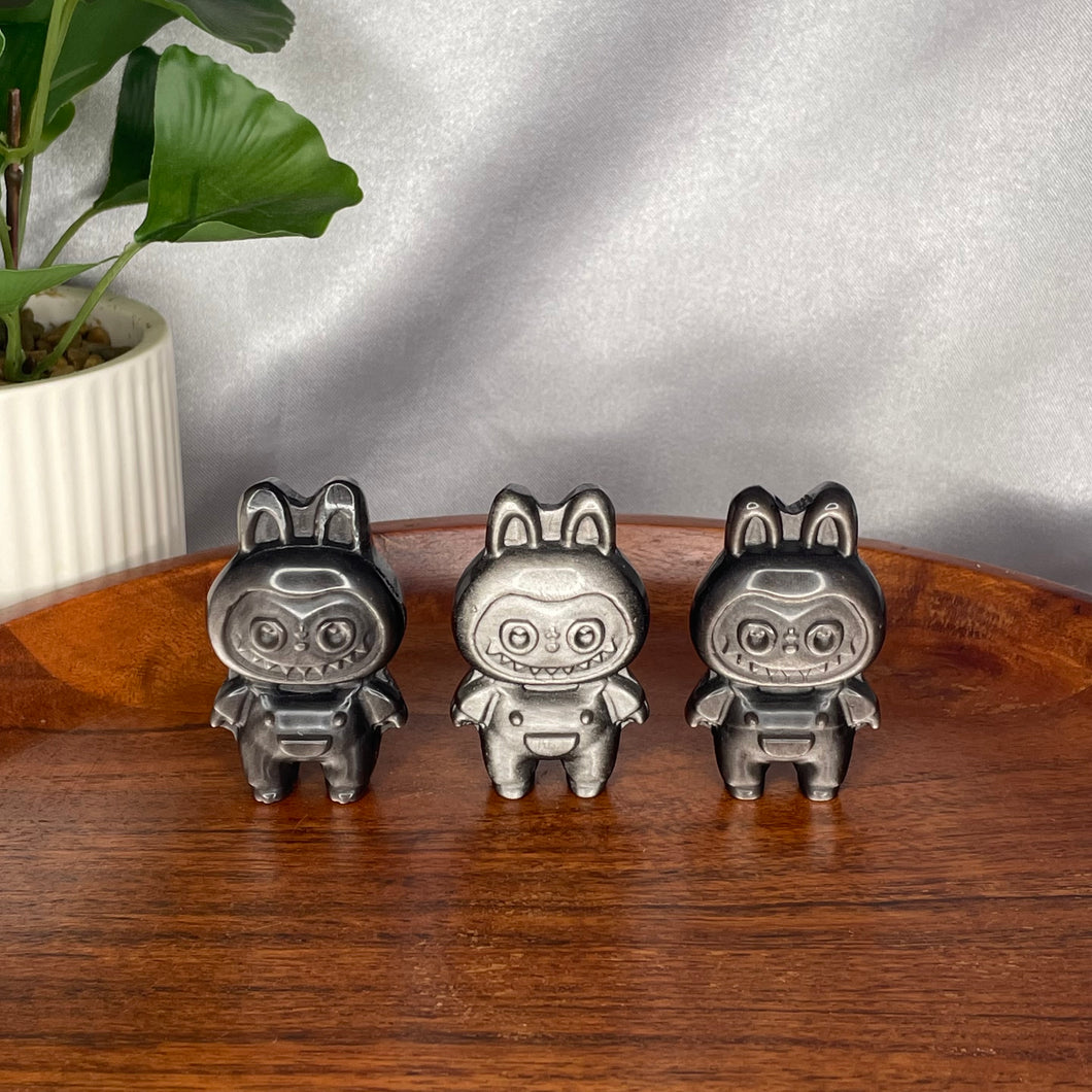 Silver Sheen Obsidian Labubu