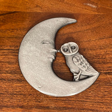 Load image into Gallery viewer, Silver Sheen Obsidian Moon with Owl
