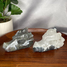 Load image into Gallery viewer, Moss Agate Dragon Heads
