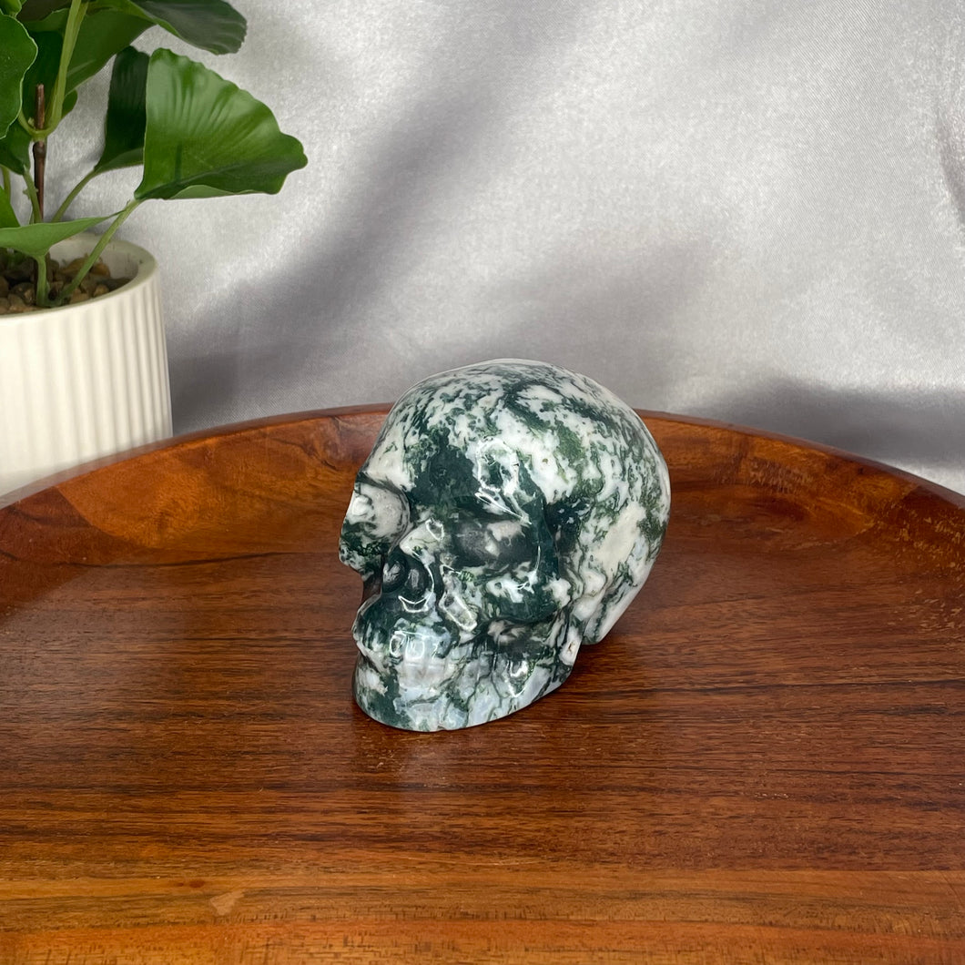 Moss Agate Skull