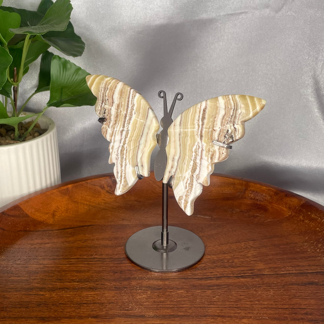 Orange Calcite Butterfly Wings on Stand