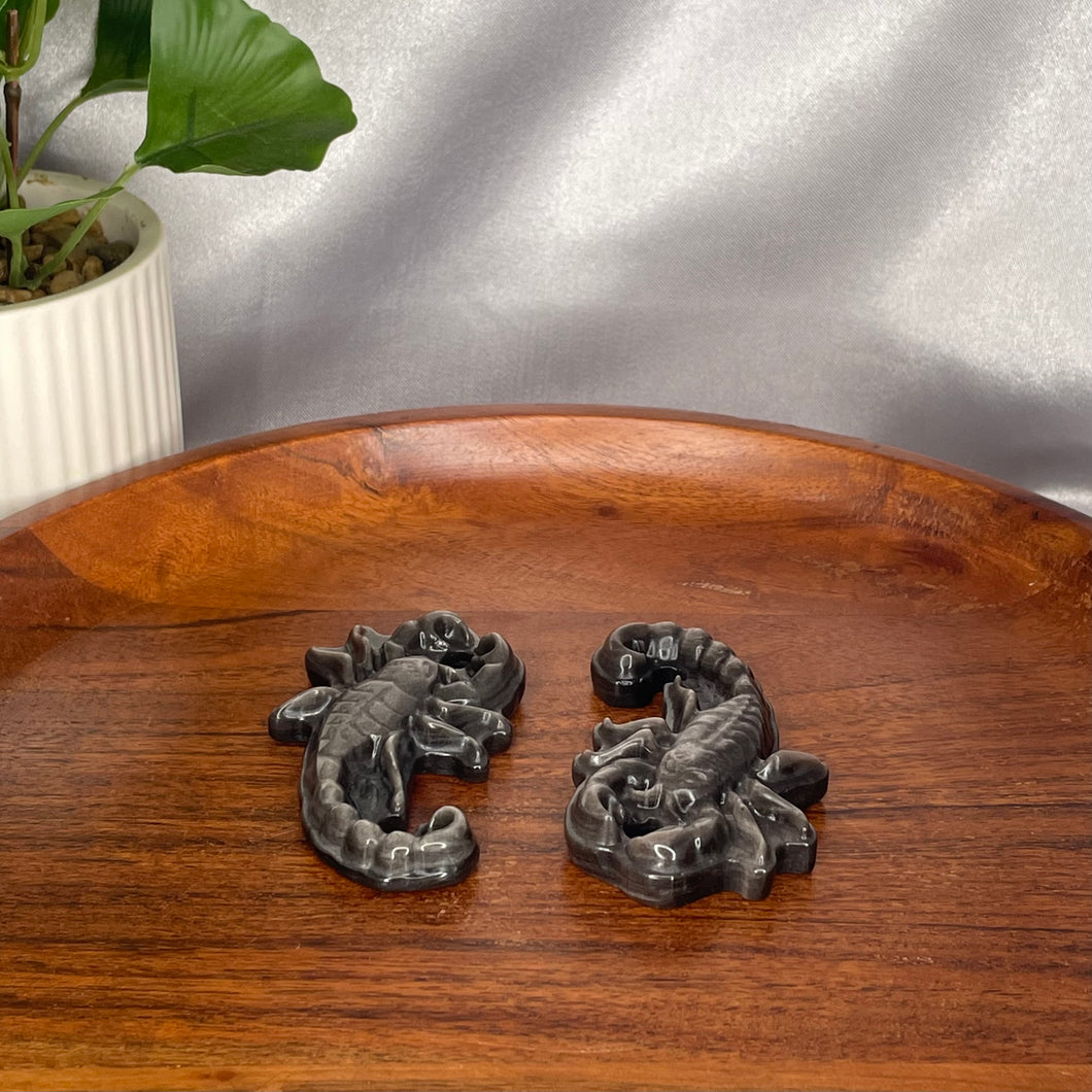 Silver Sheen Obsidian Scorpions